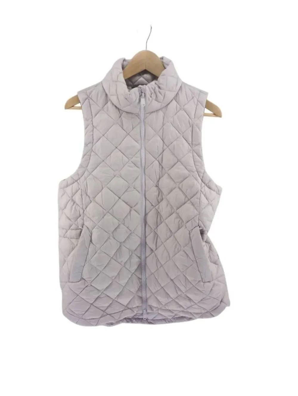 Athleta Whisper Puffer Vest Featherless Diamond Quilt Zip Up Lavender Light Purp